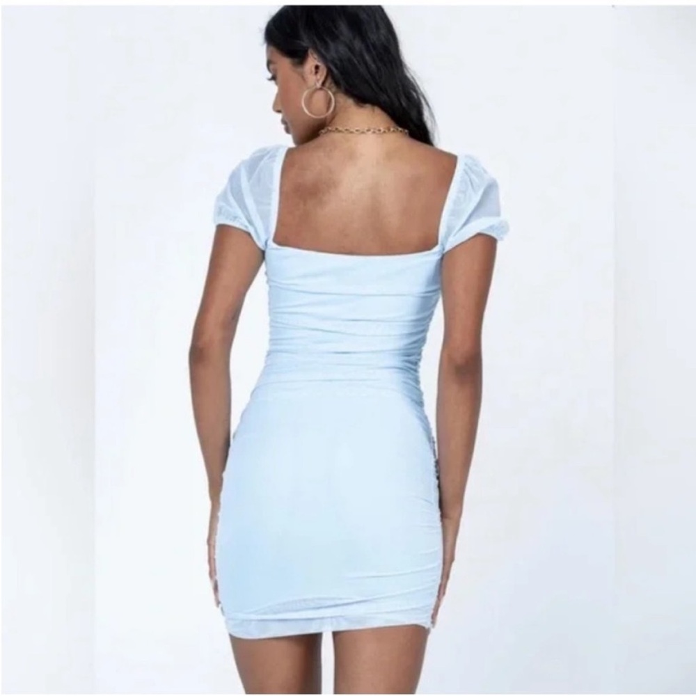 Princess Polly Charvi Puff Short Sleeve Fitted Mesh Mini Dress. - Picture 2 of 9
